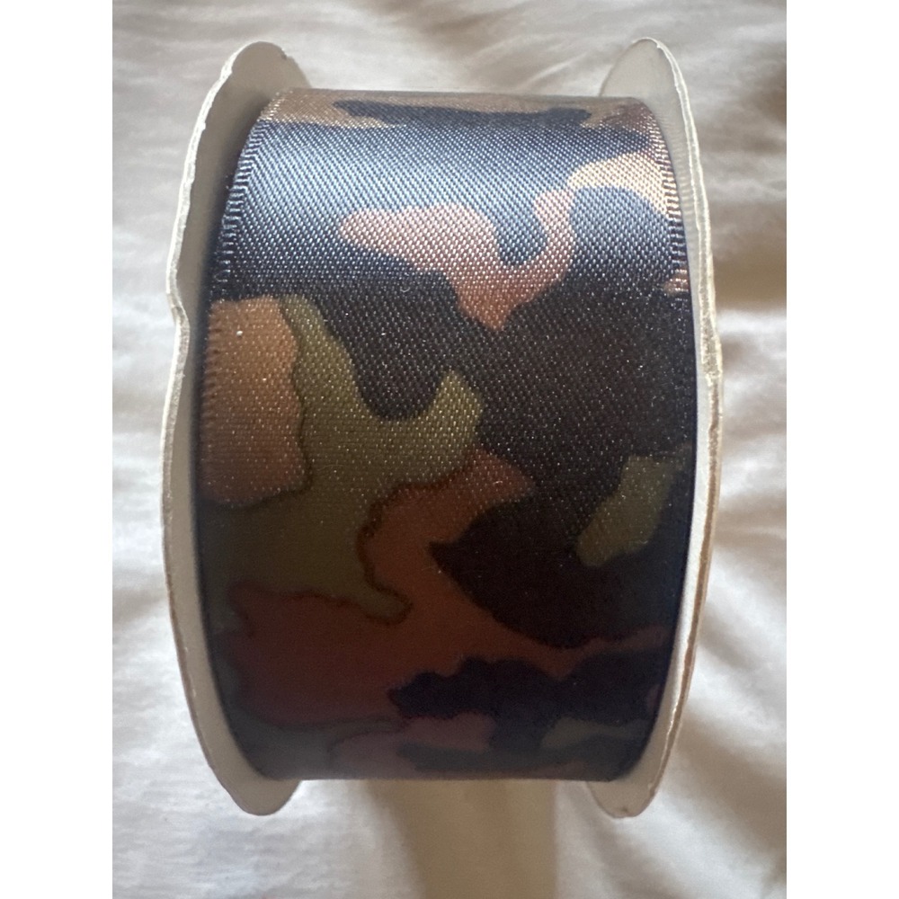 Camo Satin Ribbon 1.5 Inch x 25 Yards Camouflage Polyester PDA338 Woodland Craft
